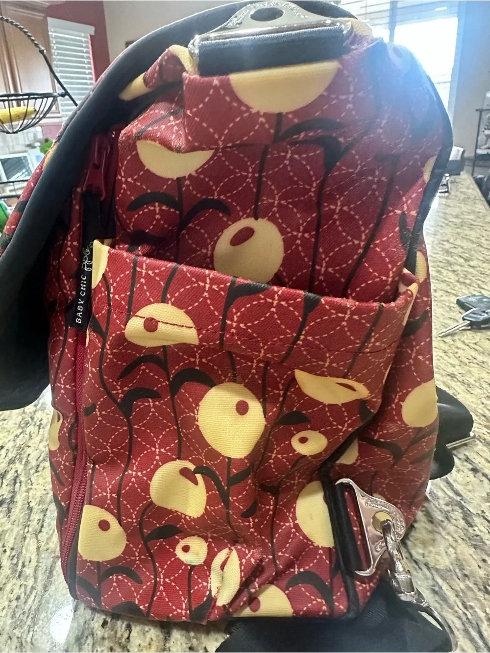 Petunia Pickle Bottom Red Floral Diaper Bag
